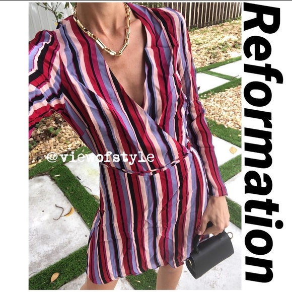 REFORMATION- GJELINA WRAP MINI DRESS (NWT) - Picture 12 of 13